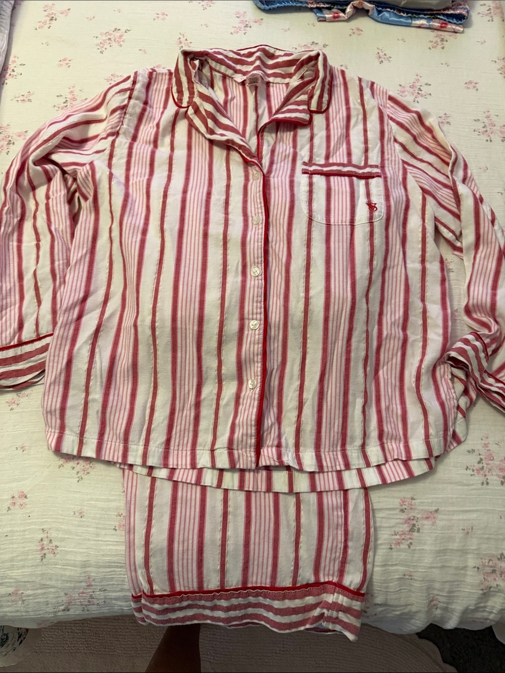 Victoria's Secret Pink and White Striped Kids Pajama Set